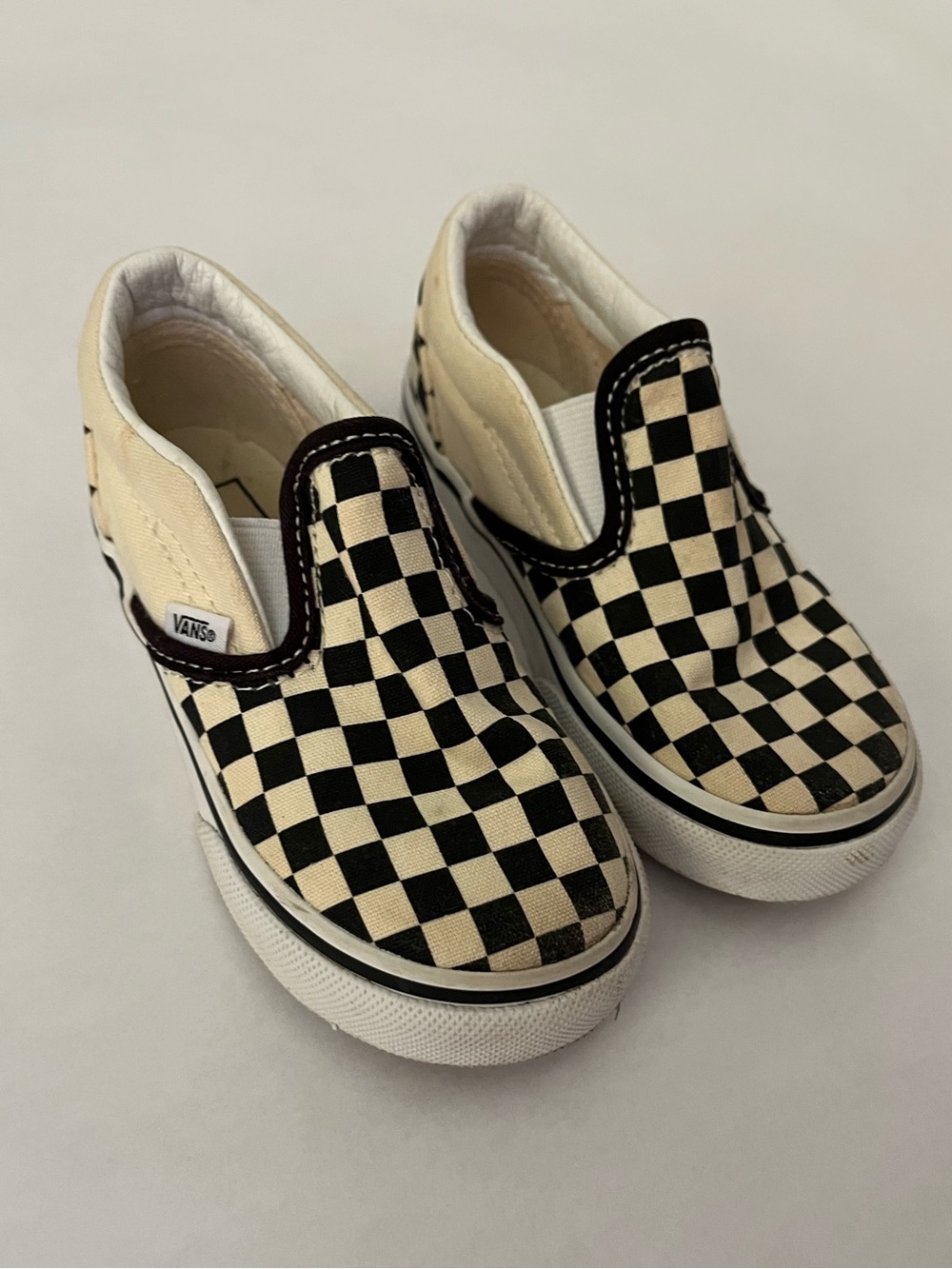 Vans Kids Checkerboard Slip-On Sneakers - Black & Ivory
